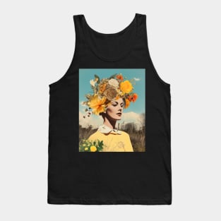 Yellow Flowers Female Portrait Collage Tank Top